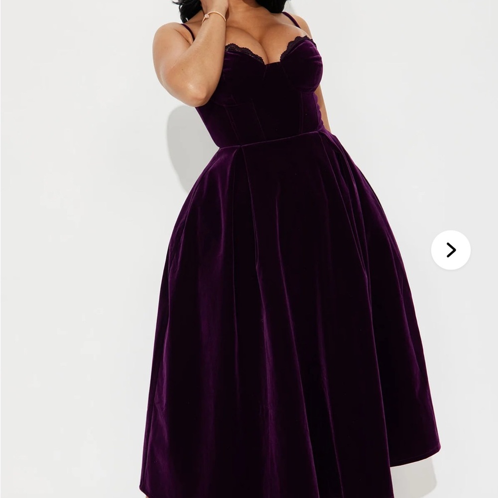 Fashion Nova Julia Velvet Midi Dress - Plum - Picture 2 of 15